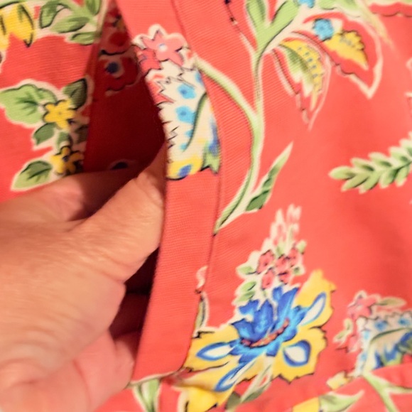 Appleseed's Coral Colored Floral Jean Utility Jacket - Picture 6 of 8